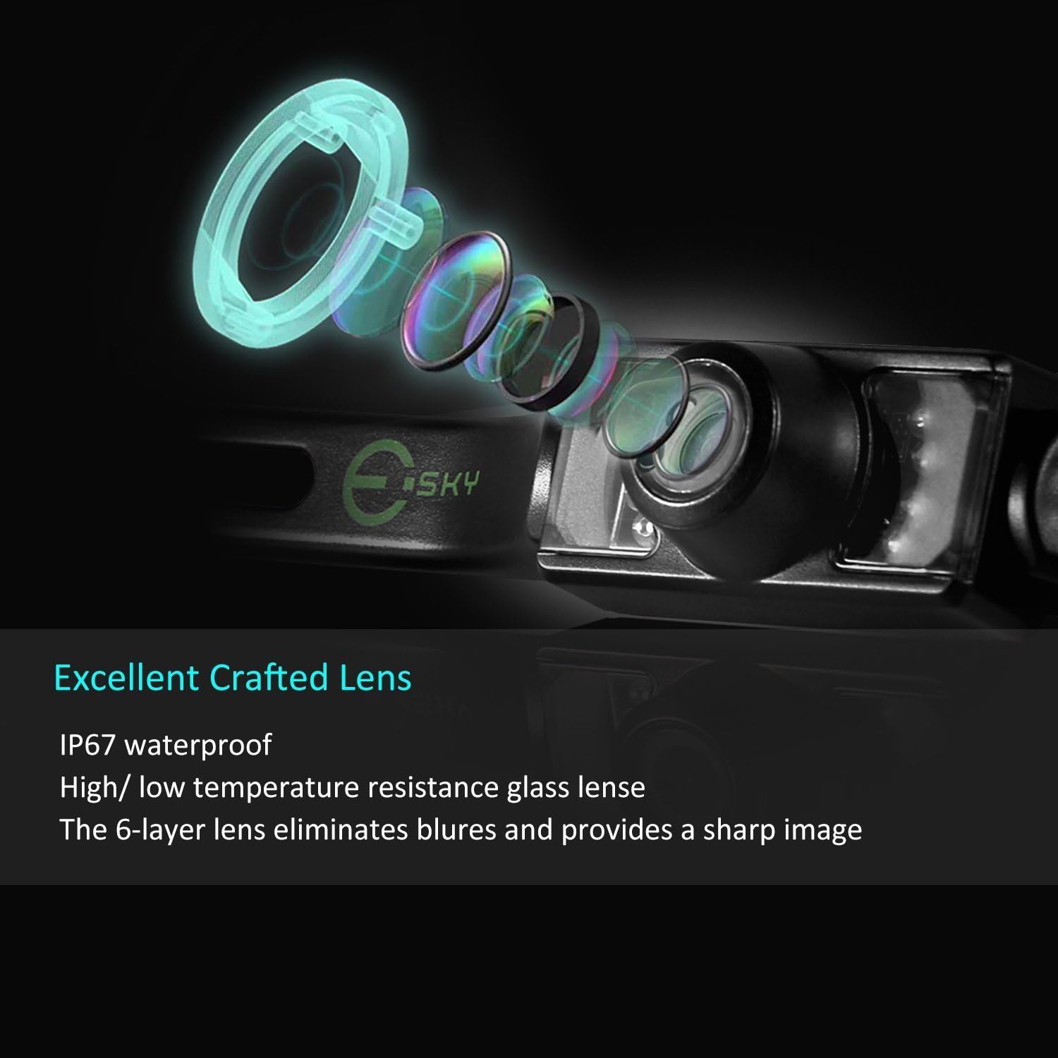 Esky Upgraded Version Car Rear View Reversing Backup Camera with 135° Perfect View Angle Design 7 LED Lights Night Vision Waterproof Car Backing Camera Fit All Cars