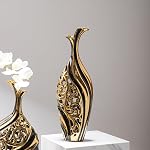 LCCCK Céramique Moderne VASE, 19.6 pouces de hauteur, Or noir, Idéal pour l'herbe de Pampas & Arrangements pour une fleur, Vase décoratif pour le salon, Salle à manger, Entrée
