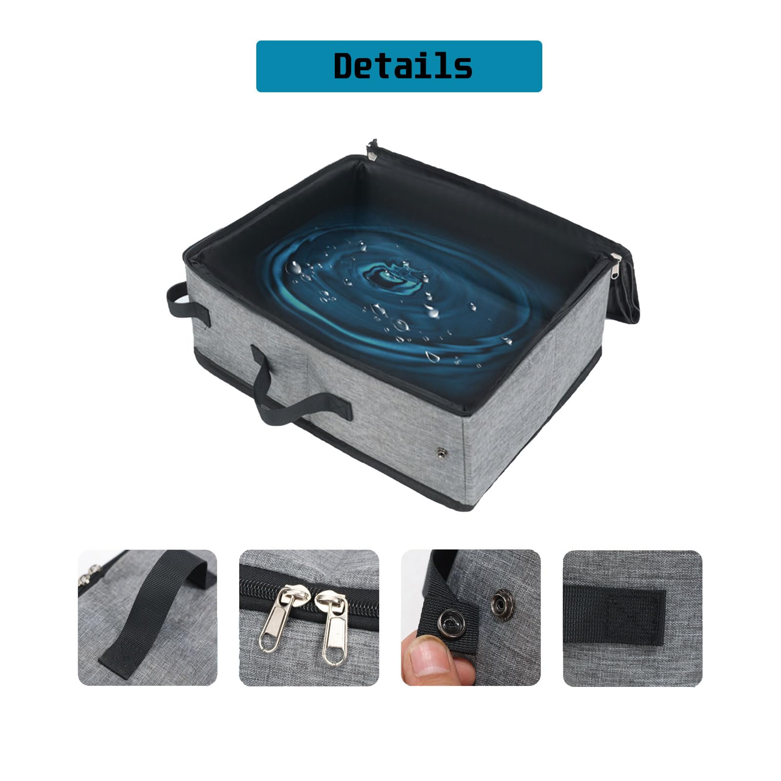 Puummpru Foldable Cat Litter Tray, Leak-Proof Portable Litter Box with Lid - Image 3