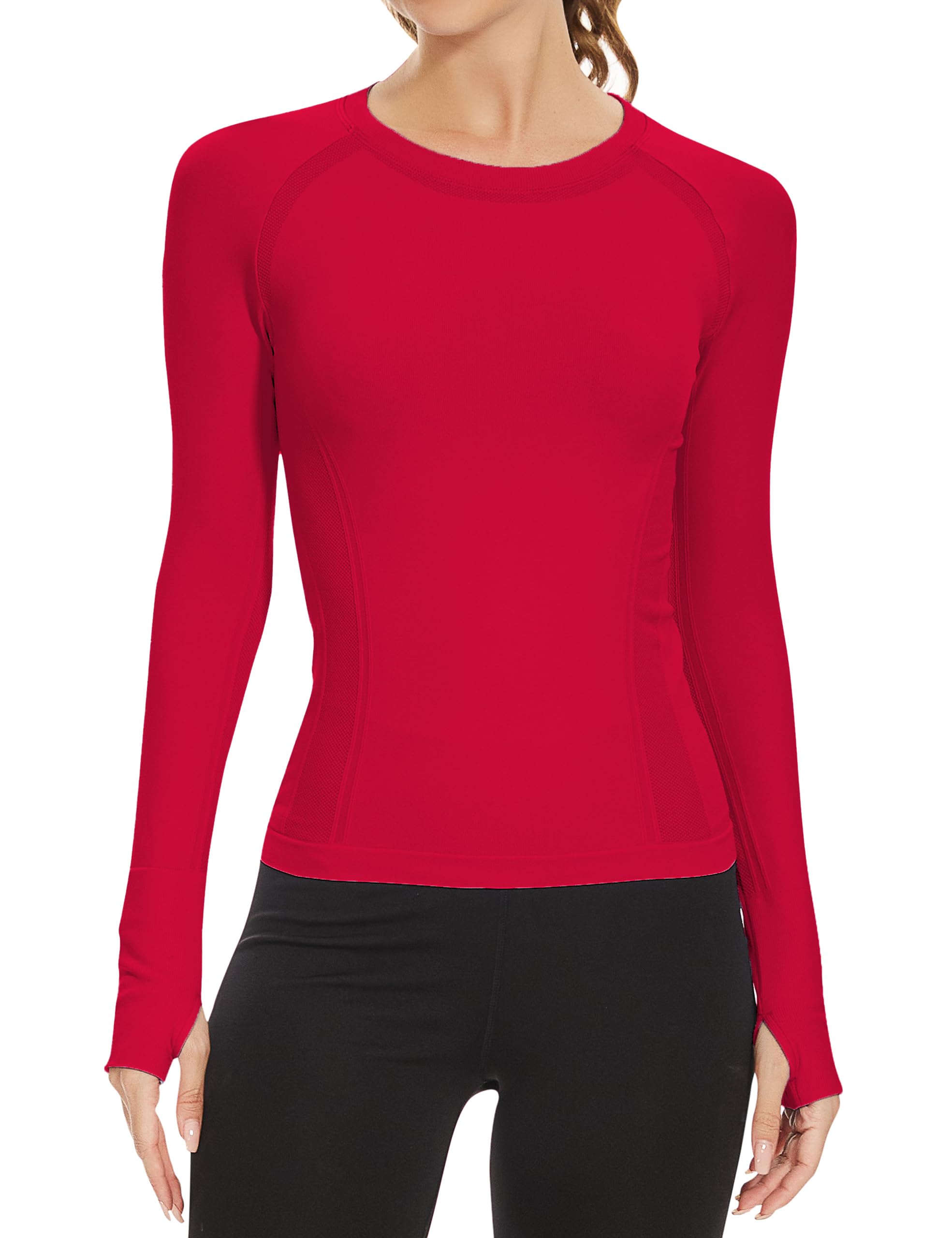 MathCat Workout Shirts for Women Long Sleeve, Workout Tops for Women, Quick Dry Gym Athletic Tops，Seamless Yoga Shirts