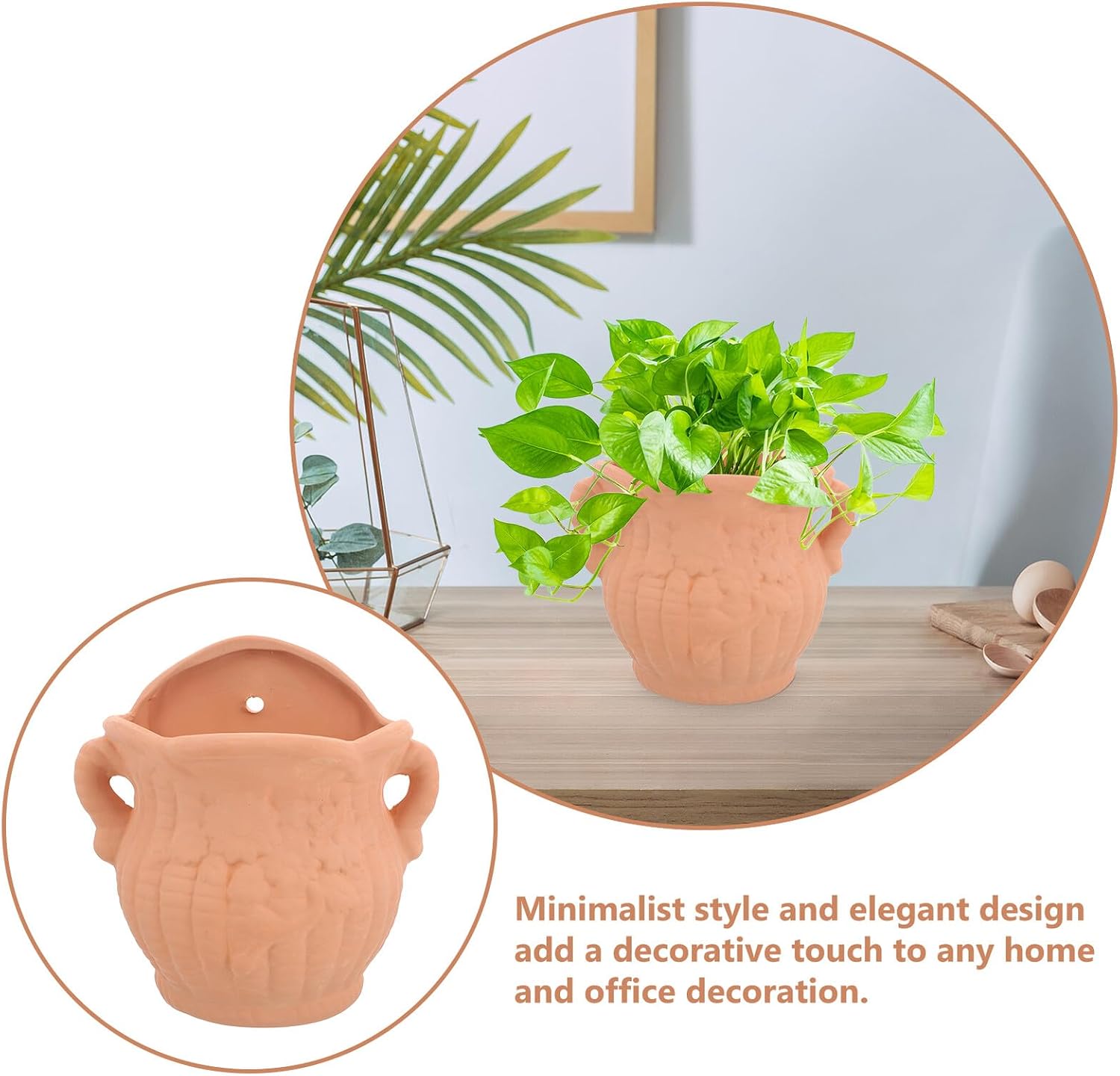 Wall Mounted Hanging Planter Pot for Indoor and Outdoor Succulents with Sunflower Design, Tilted Ceramic Flower Pot for Vertical Garden and Balcony Decoration