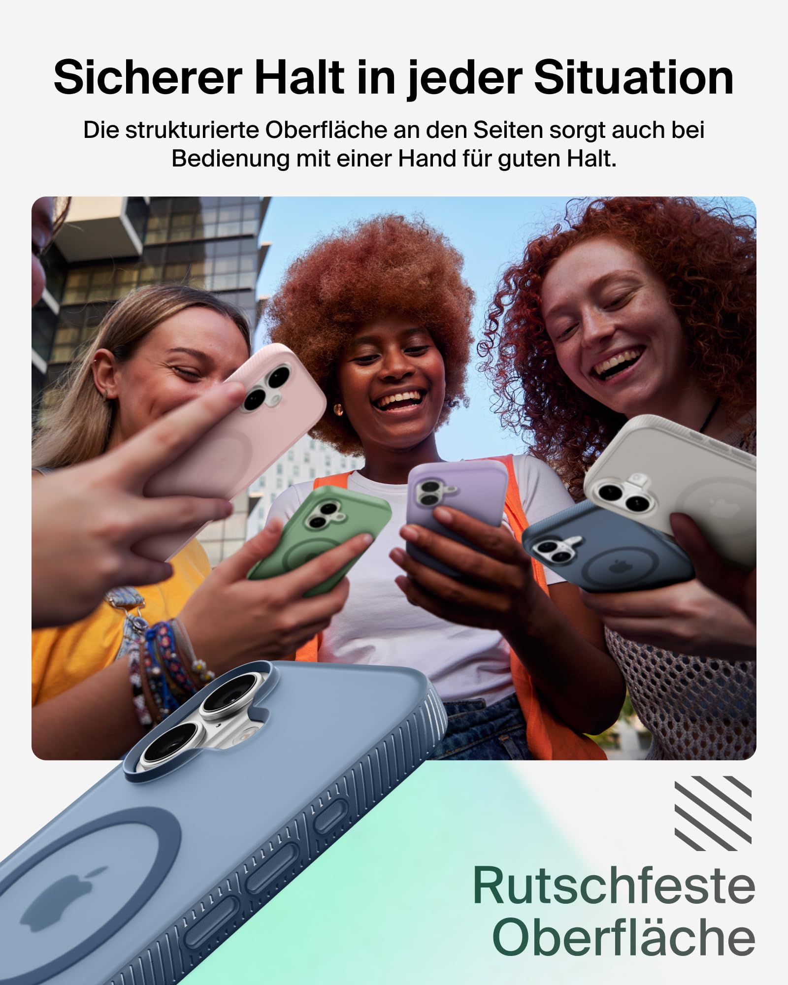 Belkin SheerForce Grip iPhone 17 Hülle MagSafe Kompatible Handyhülle mit Rutschfesten Rändern, iPhone Schutzhülle, Magnetisch, Transparent, Dünn und Stoßfest – Blau