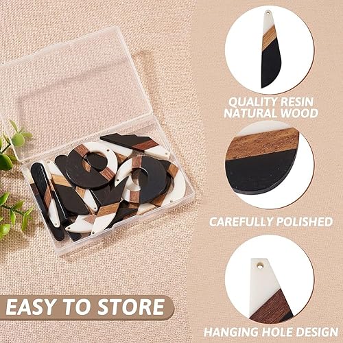 Vista 147 de Colgante de madera de resina, Resina, No es una piedra preciosa 0negro