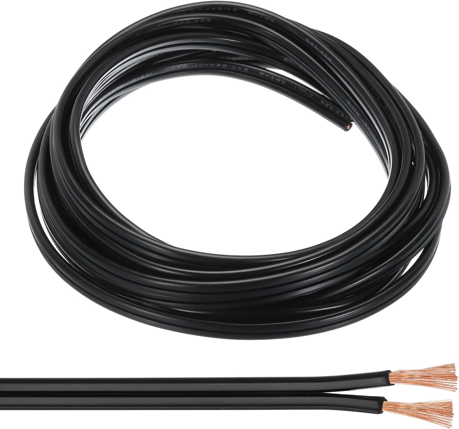 PATIKIL 15Ft 18/2 PVC Covered Wire, 300V SPT-2 Lamp Cord Insulated Heat Resistant Electronical Flexible Cable for LED Lamp Wire Audio Cable Speaker, Black, UL Listed