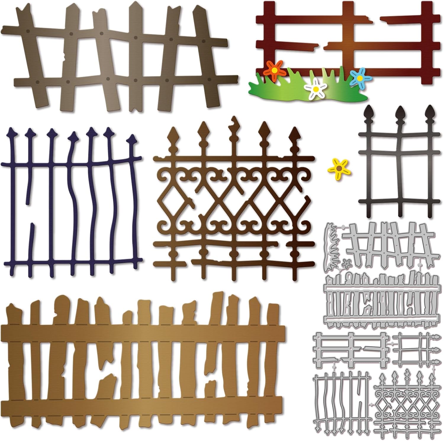 GLOBLELAND Spring Garden Cutting Dies for Card Making Flowers Plants Metal Die Cuts Clouds Trees Fence Die Cut Dies for DIY Embossing Scrapbooking Paper Crafts Decor