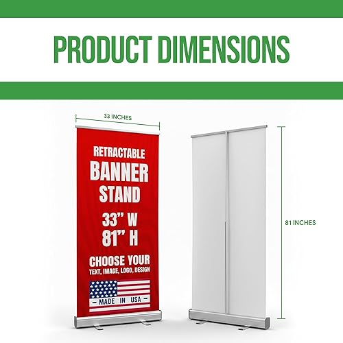Miniatura 8 de BCB Print - Pancarta retráctil personalizada con soporte (33 x 81 pulgadas) Cartel enrollable personalizado para publicidad y ferias comerciales
