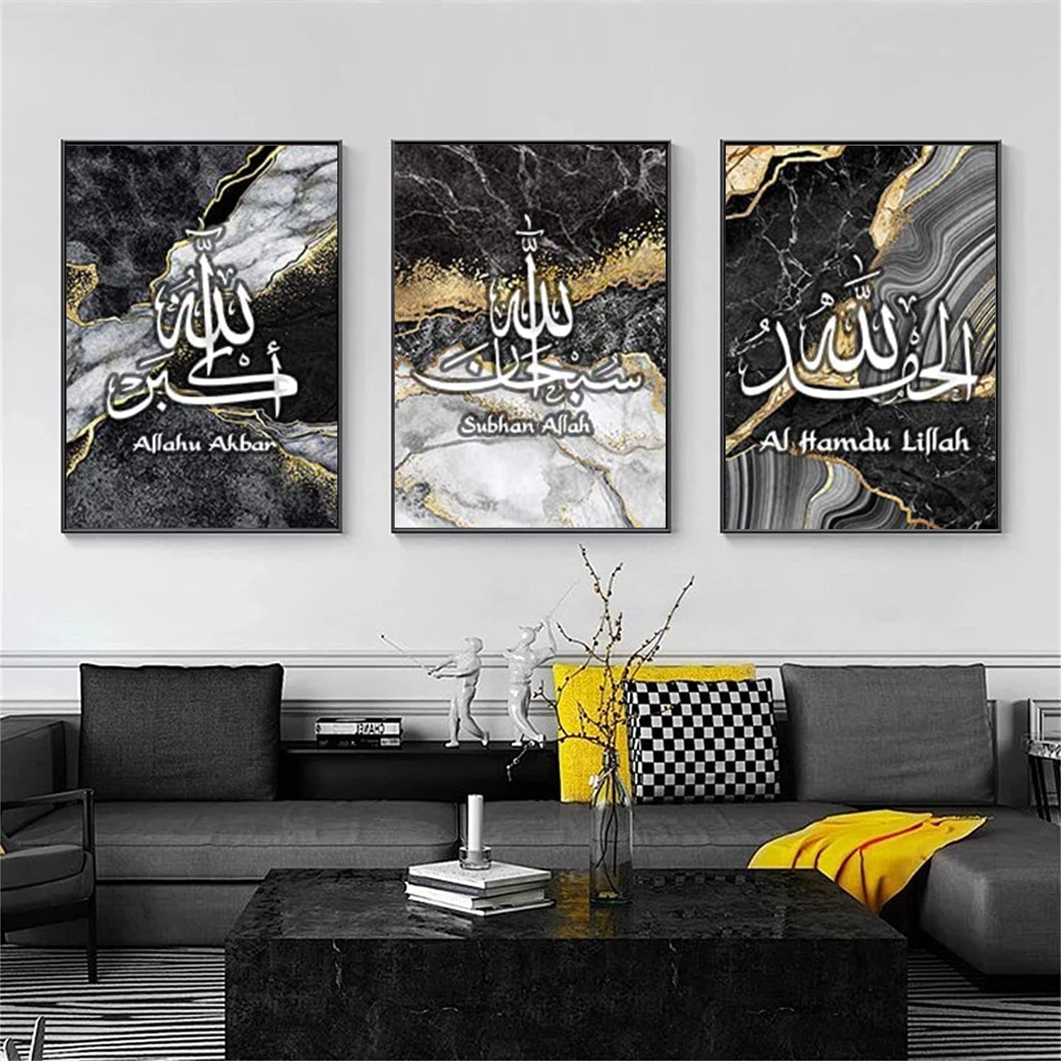 LPFNSF Arabic Calligraphy Decorative Posters, Allah Islamic Quotes - Frameless (Style M, 50X70CM*3), F1 - Image 2