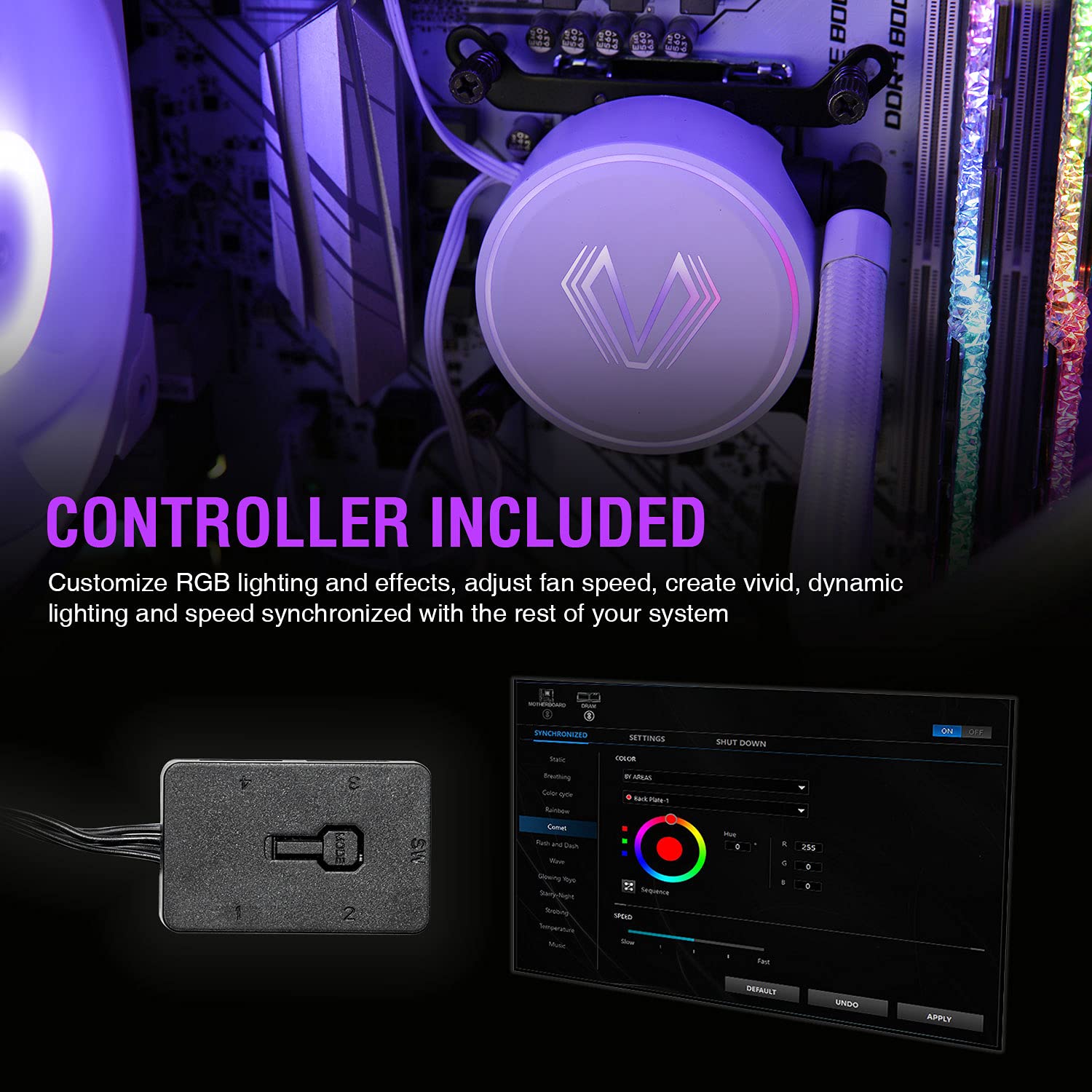 Vetroo V240 CPU Water Cooler 240mm Radiator White Addressable RGB Allinone AIO Liquid Cooler
