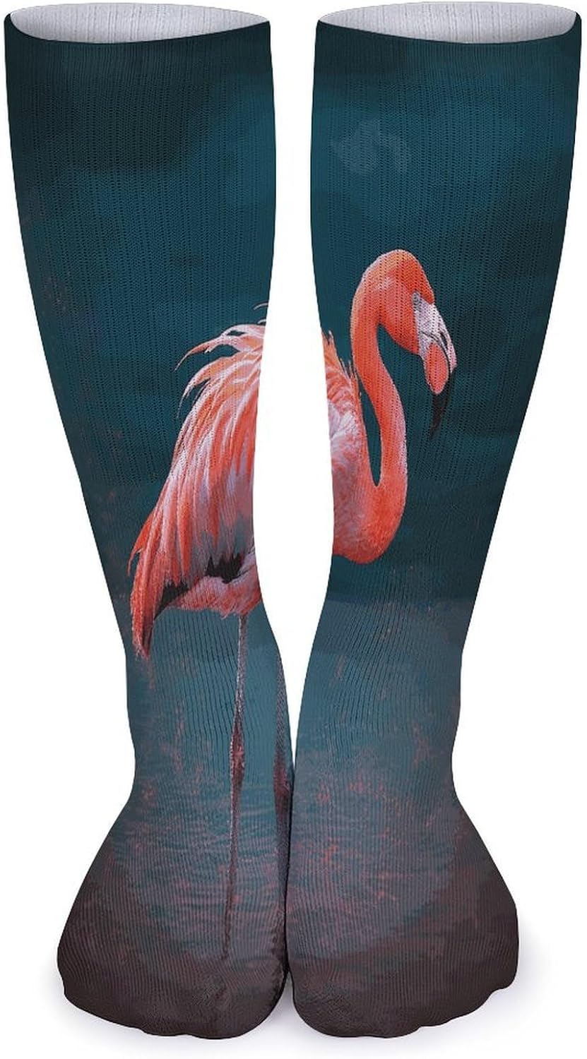 Vivid Flamingo Knee High Socks Cozy Knee High Socks Soft Mid-Length Sock for All Seasons Daily Wear Adult