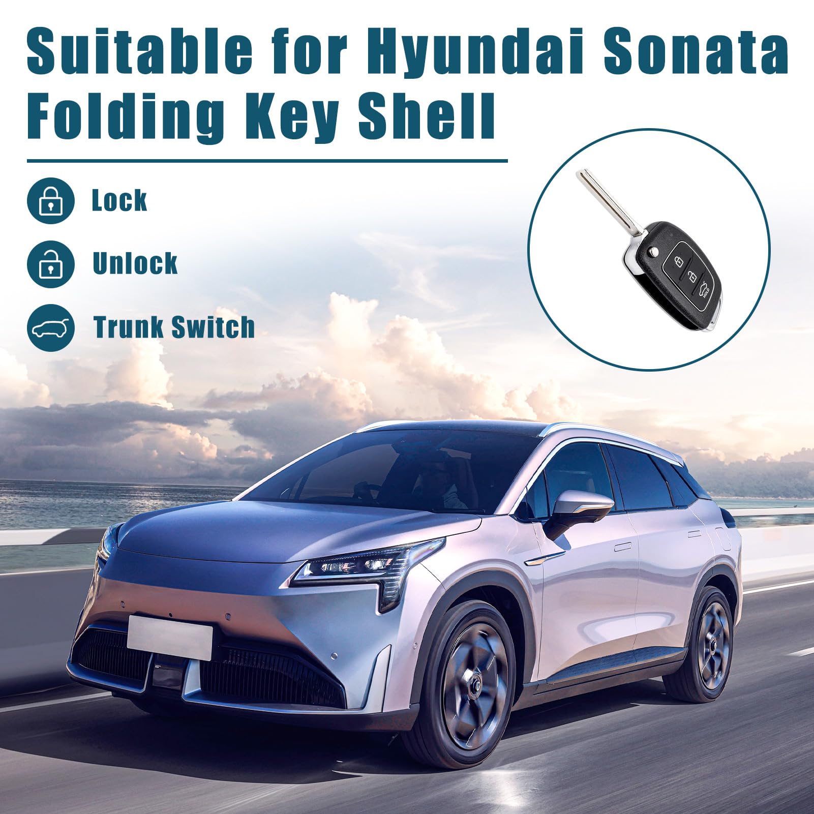Étui Clé Voiture SparkleJoy Pour Hyundai - Coque TPU Avec Porte-clés En Cuir - Protection Complète Pour I10, I20, I30, Tucson, Santa Fe Et Plus (Violet)