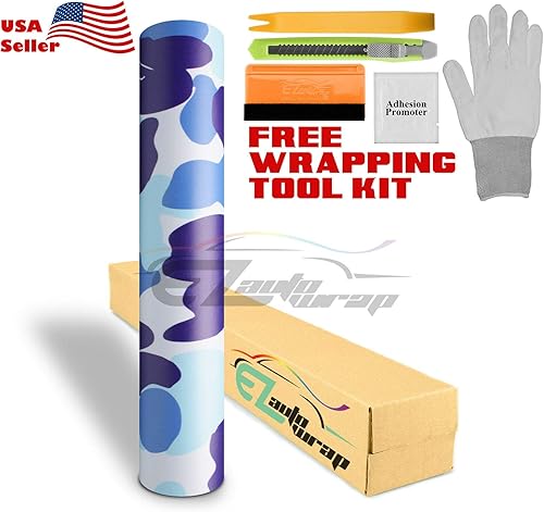 Vista 51 de EZAUTOWRAP - Kit de herramientas gratuito de camuflaje digital azul, diseño de camuflaje de vid para automóvil, motocicleta, liberación de aire, sin