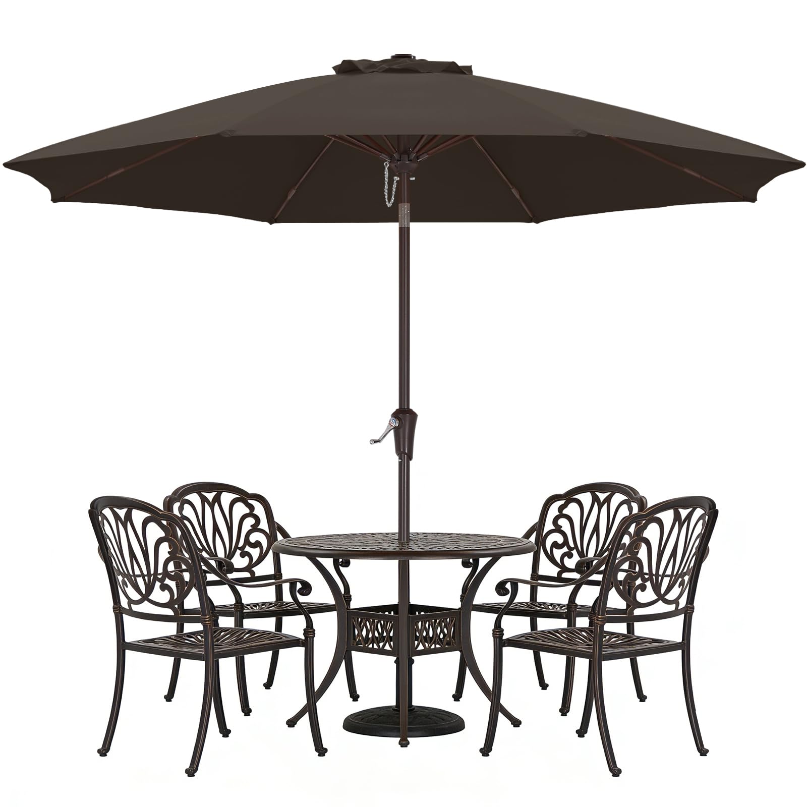 Photo 1 of **scrapes**ABCCANOPY 10FT Patio Umbrella, Outdoor Waterproof Table Umbrella with Push Button Tilt and Crank, 8 Ribs UV Protection Pool Umbrella for Garden, Lawn, Deck & Backyard (Brown)