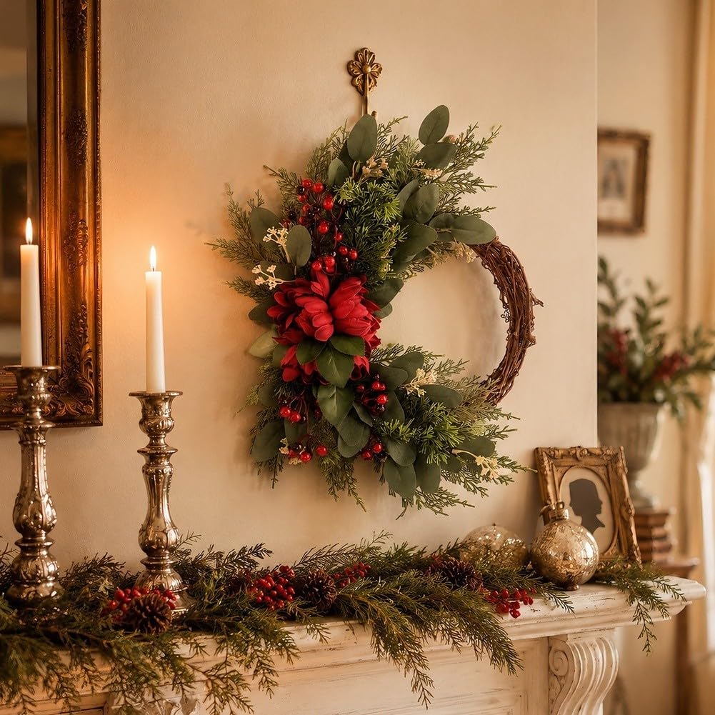 Weihnachtskranz 50cm mit Beeren Türdekoration Weihnachtskranz