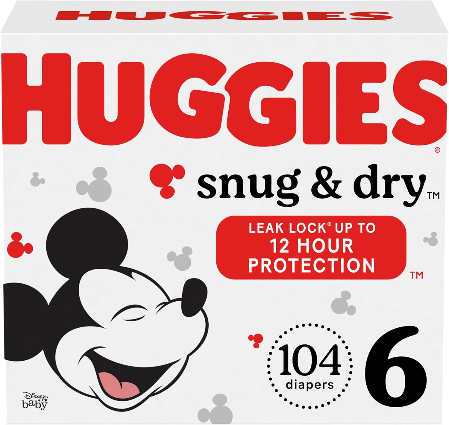 Huggies Size 6 Diapers, Snug & Dry Baby Diapers, Size 6 (35+ lbs), 104 Count, Packaging May Vary