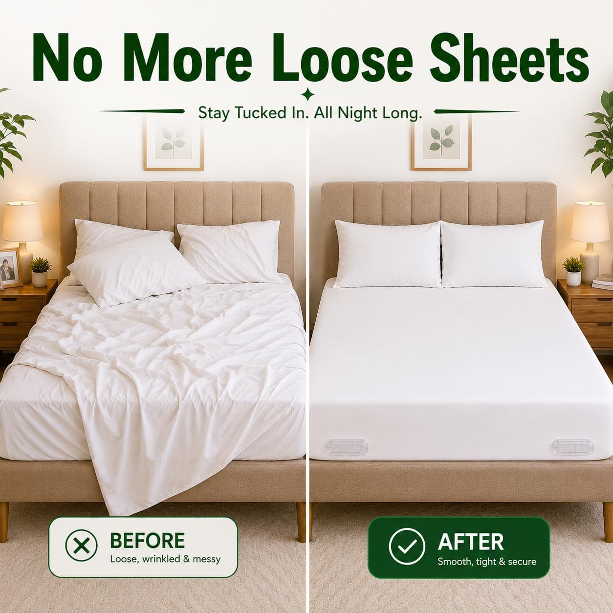 Upgraded Bed Sheet Holders for Corners, 4PCS Fitted Sheet Clips, Heavy Duty Sheet Straps, Bed Sheet Fasteners, Lock Sheet Holders Keep Sheets Firm & Tight, Fits Twin Full Queen King Mattresses