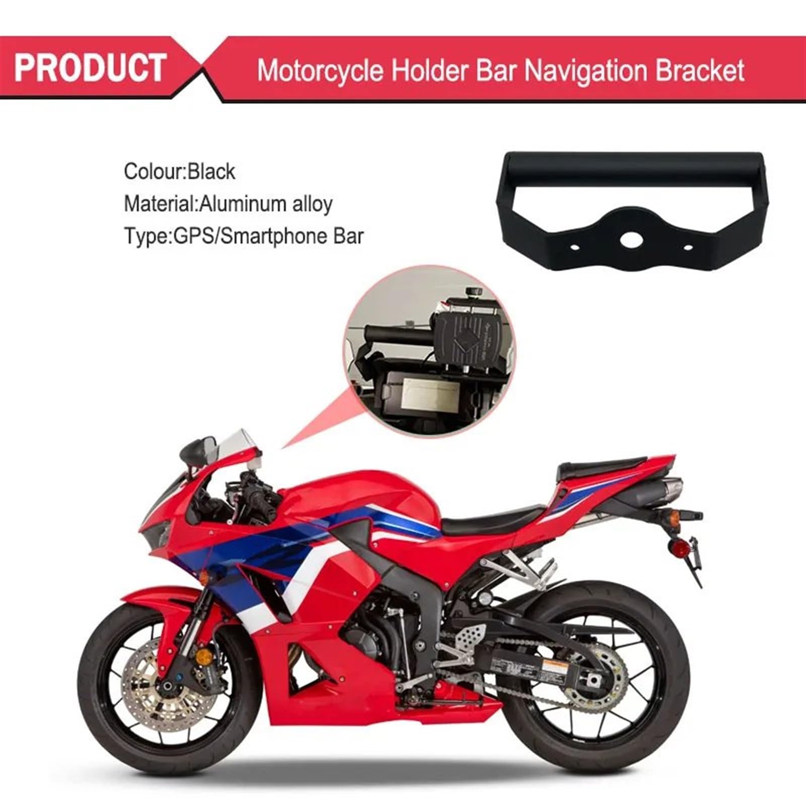 Soporte Navegación GPS Soporte Navegación para Motocicleta, Soporte para Teléfono Barra Delantera Soporte para CBR600RR CBR600 RR para CBR 600RR para CBR 600 RR 2021-2023 Soporte para Navegación GPS