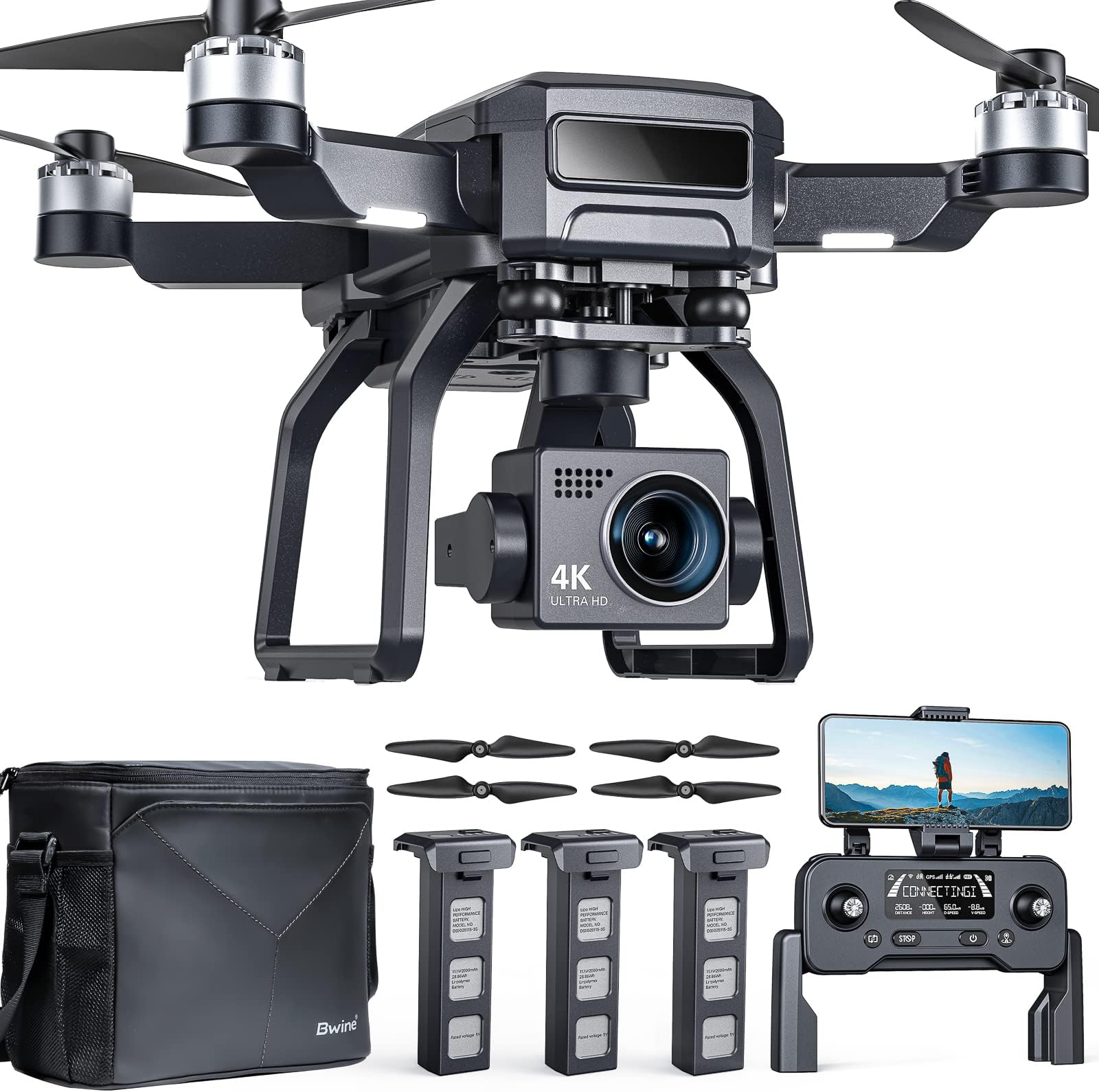 Bwine F7 GPS Drones with Camera for Adults 4K, 3-Aix Gimbal, 2Mile Long Range, 75Mins Flight Time 3 Battery