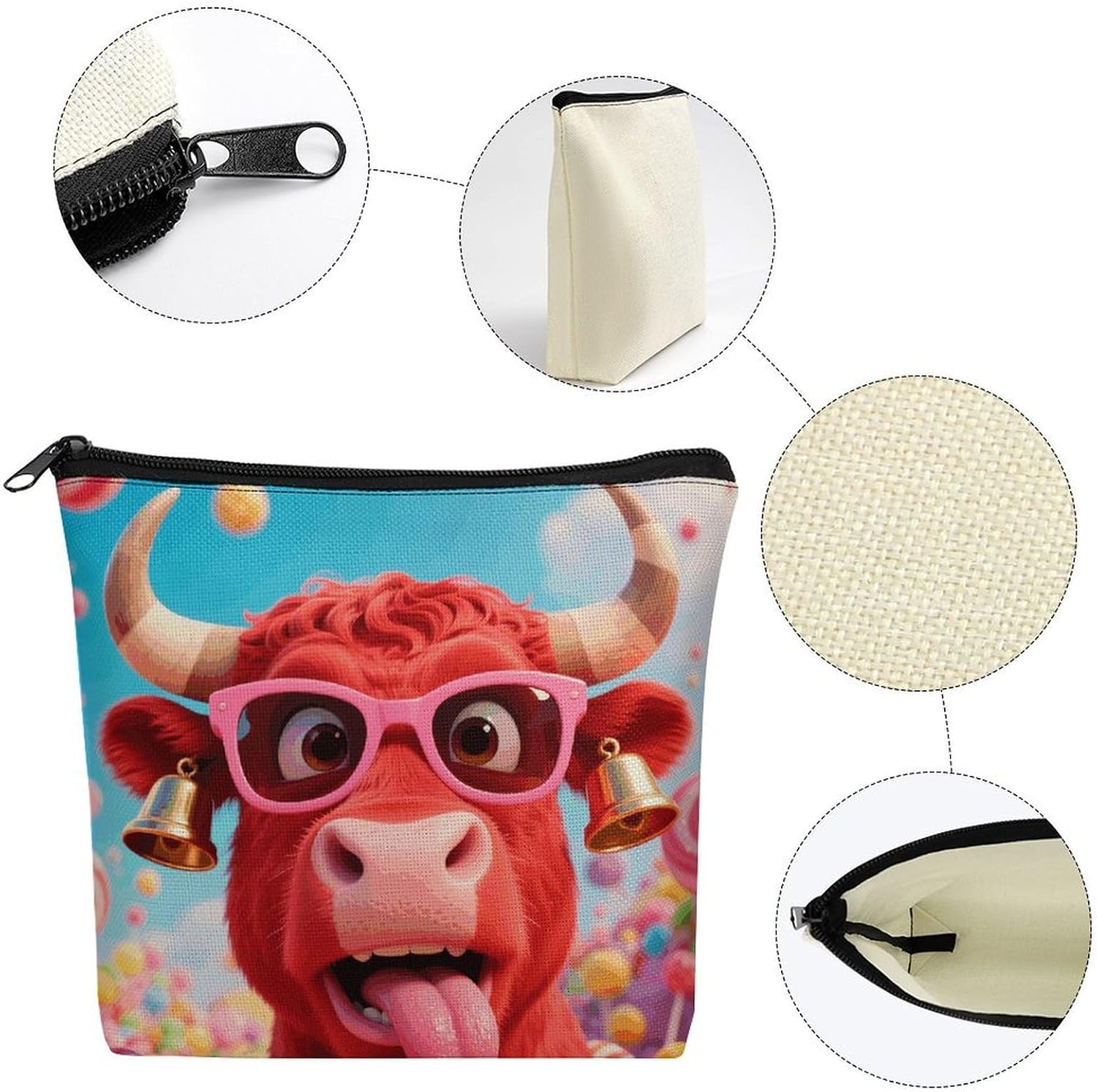 Red Cow Head Funny Portable Linen Storage Bag image 3
