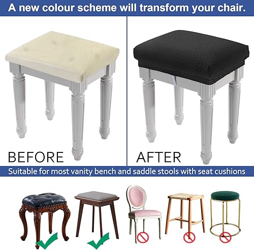 Miniatura 10 de BUYUE Funda de lujo para banco de piano para 2 personas, (27.7-37 pulgadas) de largo x (12-16 pulgadas) de ancho, funda elástica de jacquard lavable