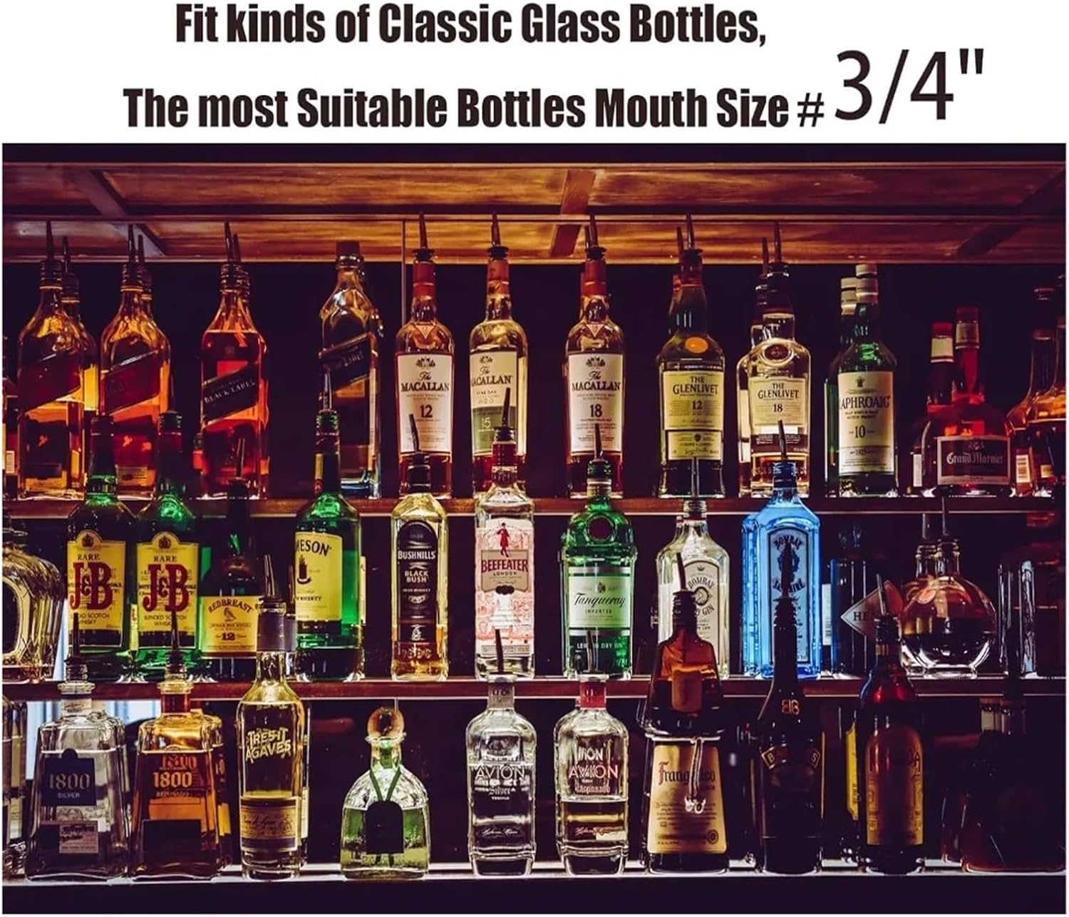 12 Pack Pour Spouts for Liquor Bottles Pour Stainless Steel Classic Bottle Speed Pourers with Tapered Spout Free Flow Pourers