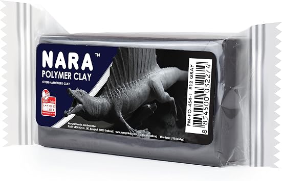 NARA Polymer Baking Clay, 1 Color, 1 Block, 454g 1 lb. Grey