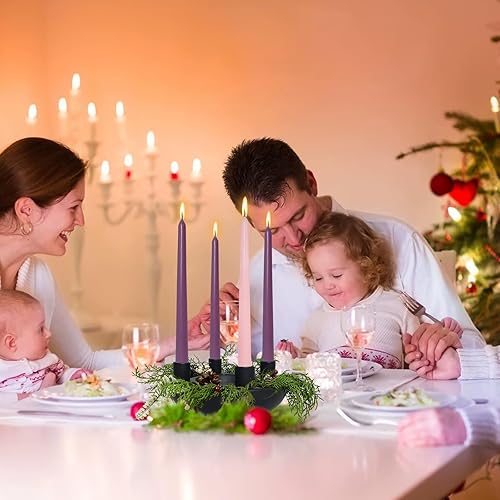 Miniatura 5 de Portavelas de cerámica con corona de Adviento con 4 asientos cónicos, soporte de vela negro para vacaciones, moderno, hogar, fiesta, cocina, isla,