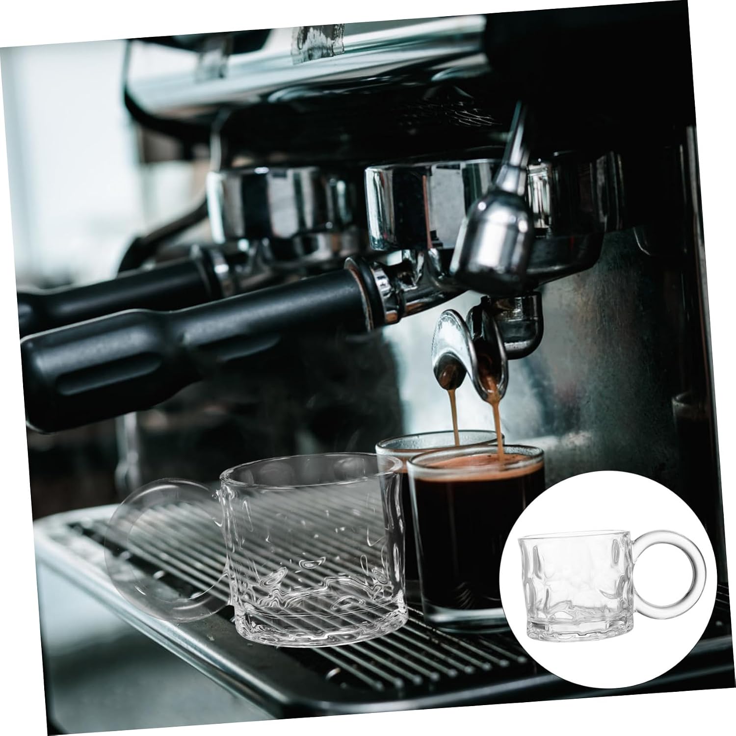 KICHOUSE 2pcs Decorative Embossed Glass Beverage Cups Water and Coffee Mugs Elegant Iced Beverage Glasses for Home Office Cafe Use for Tea and Juice