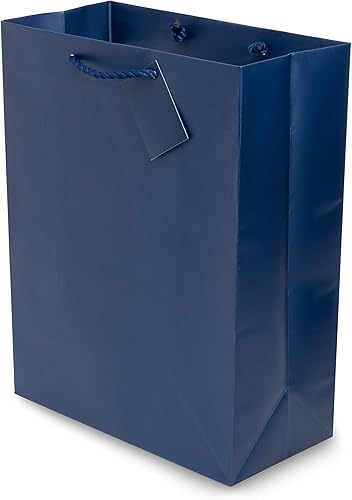 Miniatura 8 de Bolsas de regalo azules  Paquete de 12 bolsas de regalo grandes de papel azul marino con asas de cuerda, bolsas de papel de color sólido de