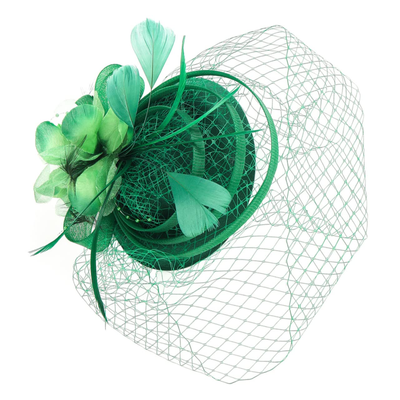 Beavorty 3pezzi Fascinator Elegante Rete e Piume per Tea Party e Matrimoni Accessorio per con Clip e Cerchietto Adatto per Eventi e Cerimonie Scuro