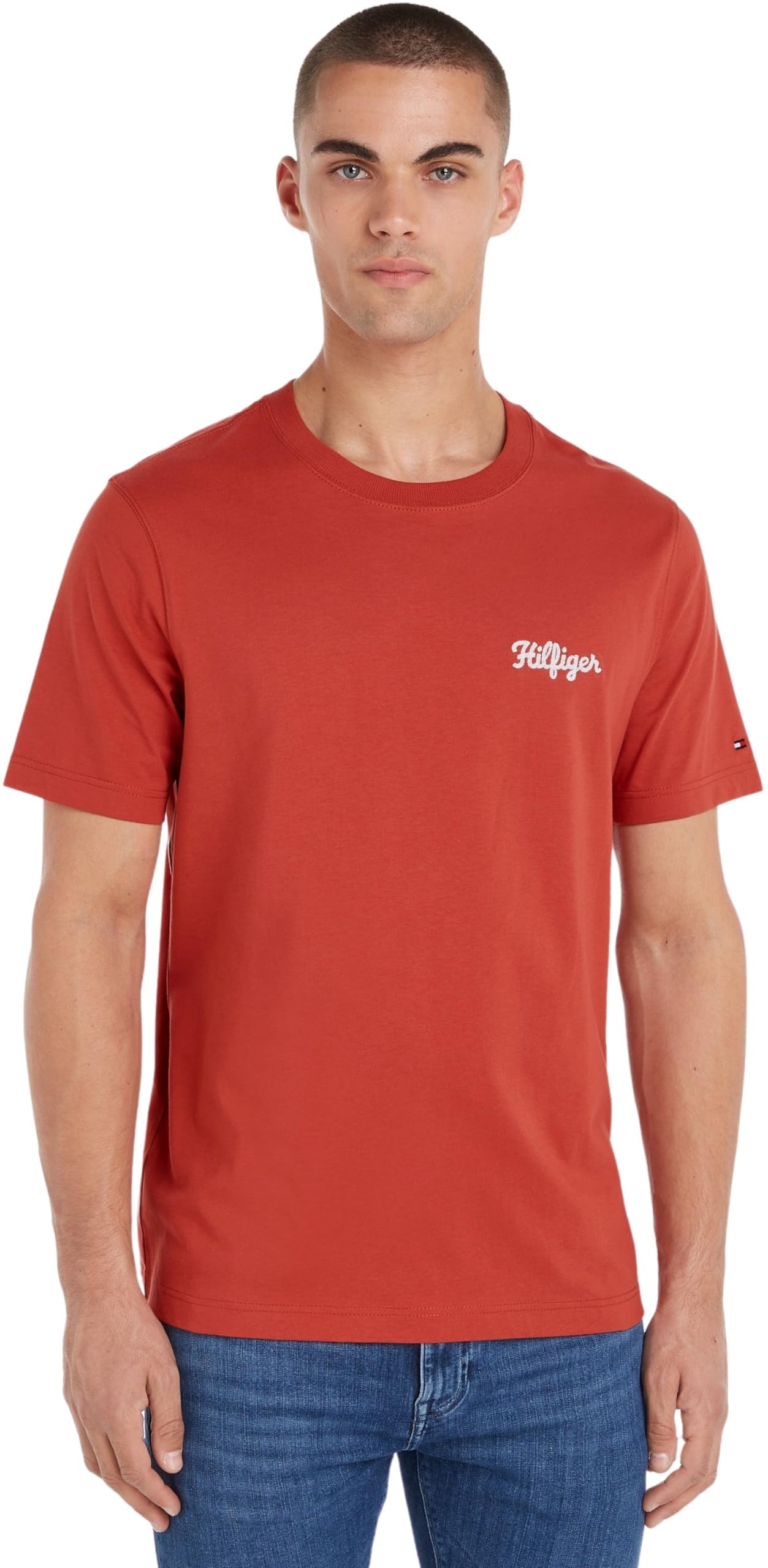 Tommy Hilfiger Men's Short Sleeve Round Neck T-Shirt, Red (Terra Red), M