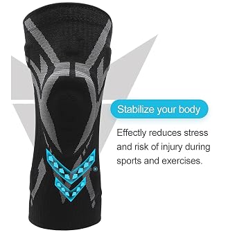 Knee Braces for Knee Pain, Sleeve Brace for Knee Pain Bone on Bone, Knee Compression Sleeve with Patella TPE Pad & Side Stabilizers for Women Men (2*Black, XL)