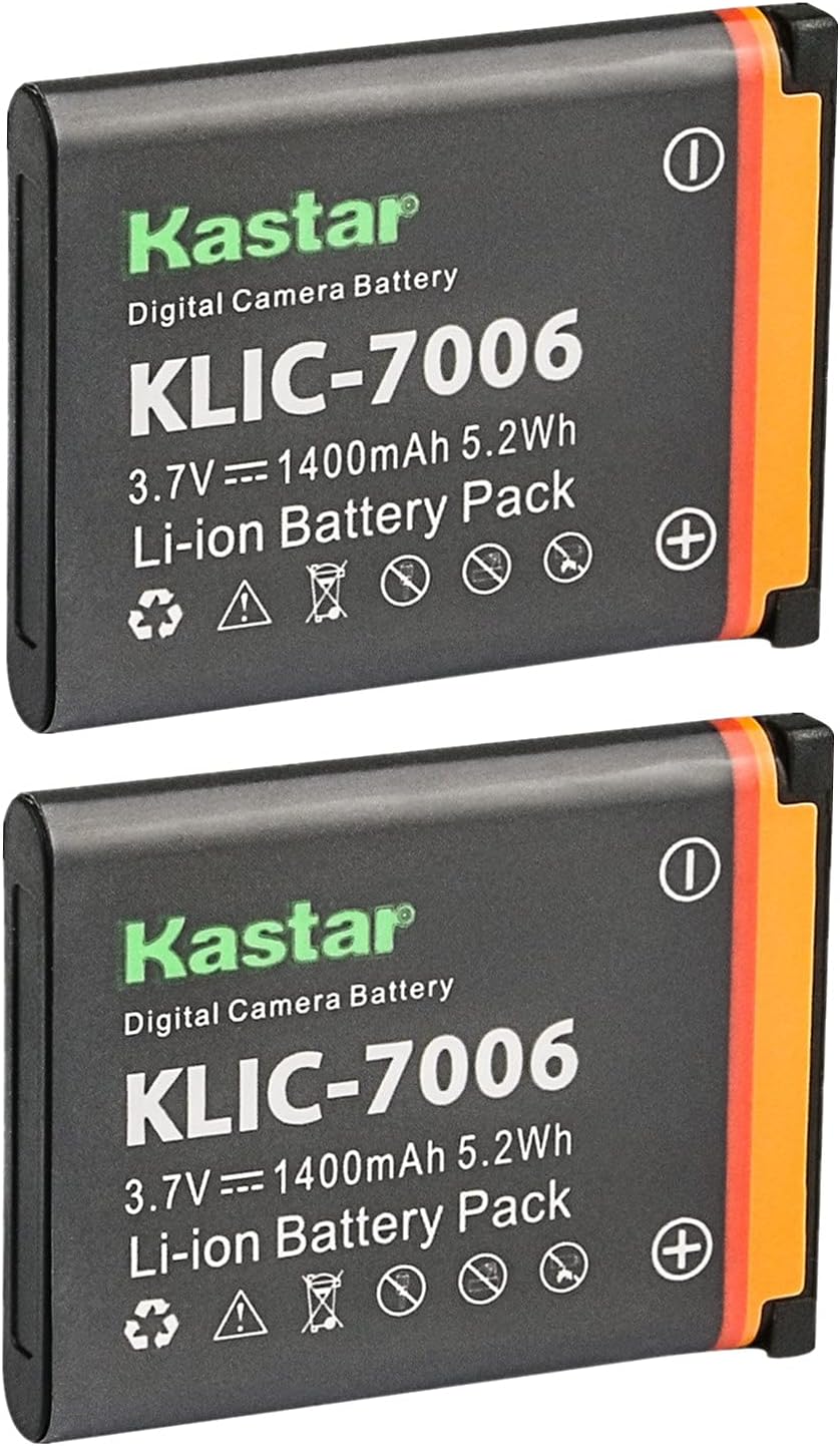 Battery 2-Pack Replacement for Kodak KLIC-7006, EasyShare M22, M23, M200, M522, M530, M531, M532, M550, M552, M575, M577, M580, M583, M750, M873, M883, M5350, M5370, MD30, Mini, Touch Camera
