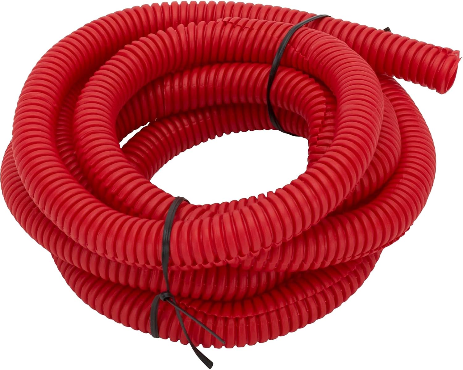 Speedway Motors Split Wire Loom Conduit Tubing, 1/2 Inch Diameter x 8 Ft Length, Red Plastic Harness Cover with Zip Ties for Clean Professional Wire Management