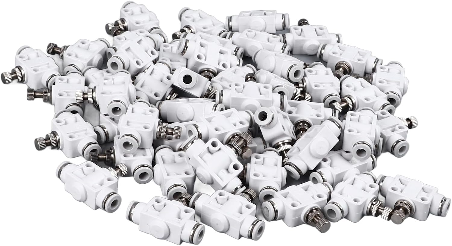50PCS Air Hose Connector Kit Adjustable Quick Connect Pneumatic Fittings for Industrial Automation Equipment Plastic 6mm Flow Control Valve Air Tube Couplers