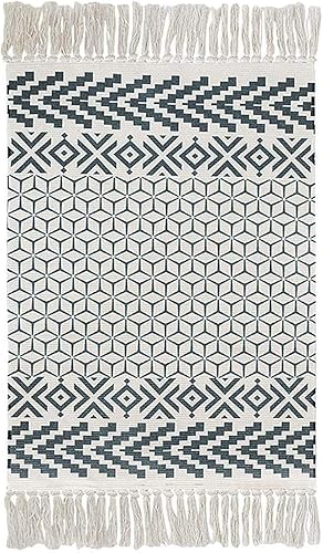 Vista 15 de Winwinplus Alfombra de algodón de 2 x 3 pies, tejida a mano con borlas, alfombra de interior para baño, dormitorio, sala de estar, lavandería