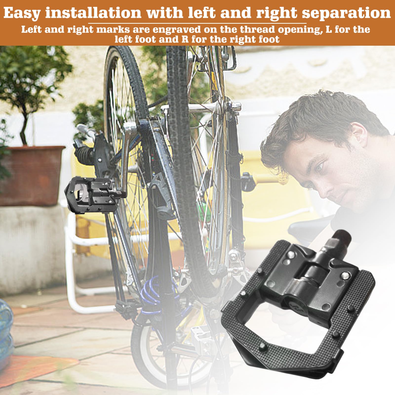 Pedali per Bicicletta Pieghevoli, Set di Pedali 9/16", Pedali Antiscivolo Pieghevoli per Bicicletta, Pedali per Bicicletta Impermeabili con Riflettori, Pedali per Trekking per Pedelec, MTB