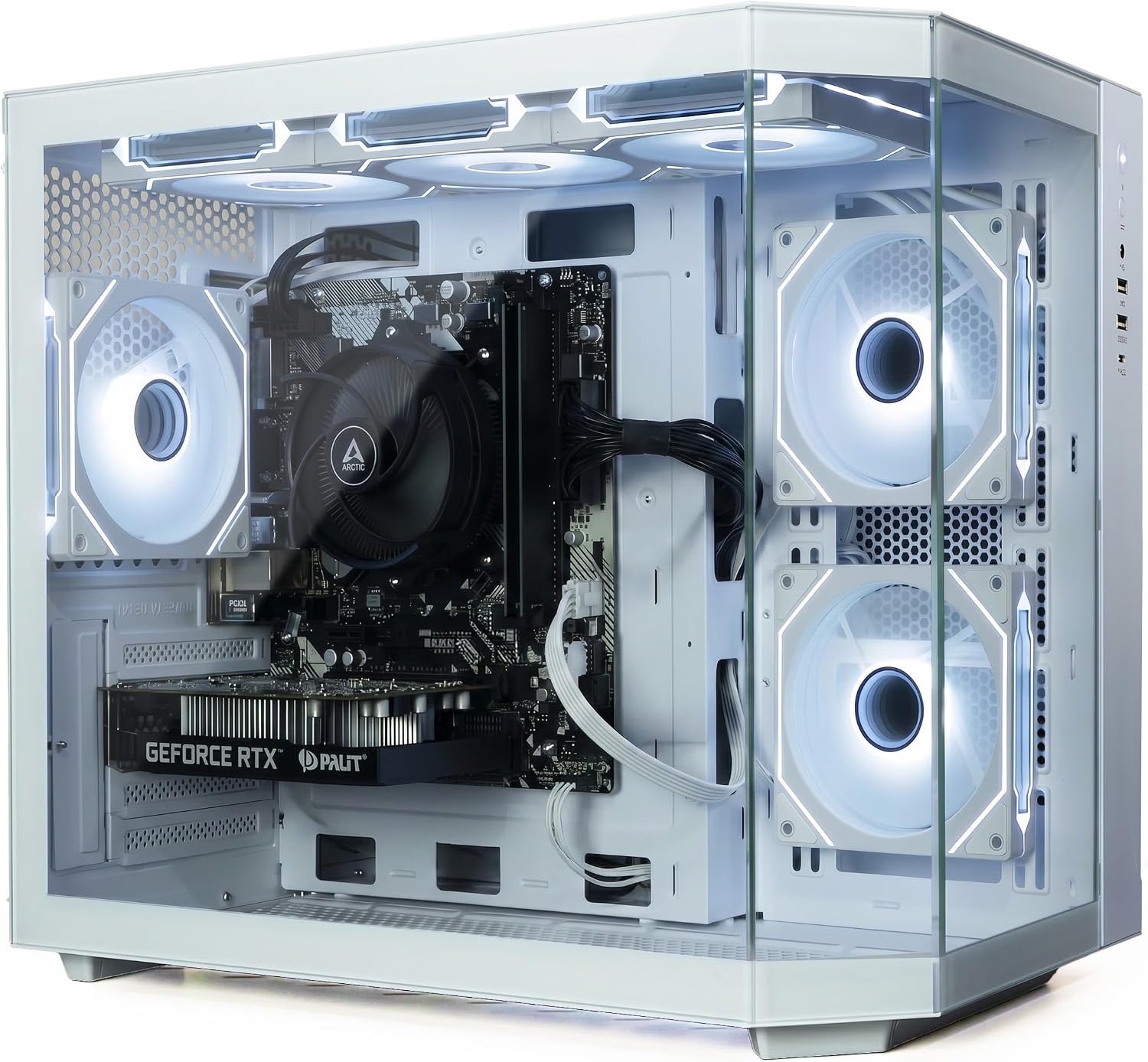 ionz PC para juegos - AMD Ryzen 5 5500, RTX 3050 tarjeta gráfica de 6 GB, 16 GB de RAM, SSD de 500 GB, Windows 11, PSU de 500 W (ápice, blanco)