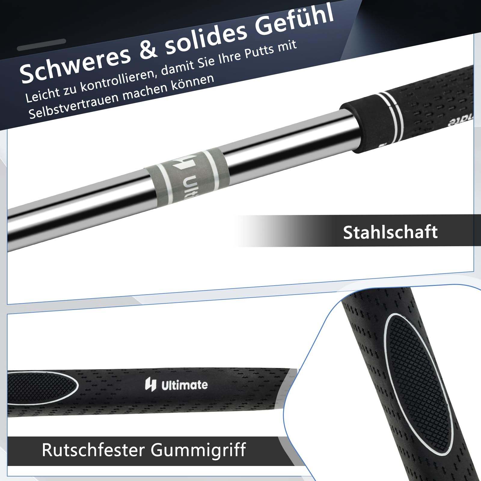 GYMAX Golf Putter 89 cm, Golfschläger mit Gummi-Griff & Kopfbedeckung, Mallet-Putter mit geriffelte Schlagfläche & Zinklegierungskopf, für Männer & Frauen