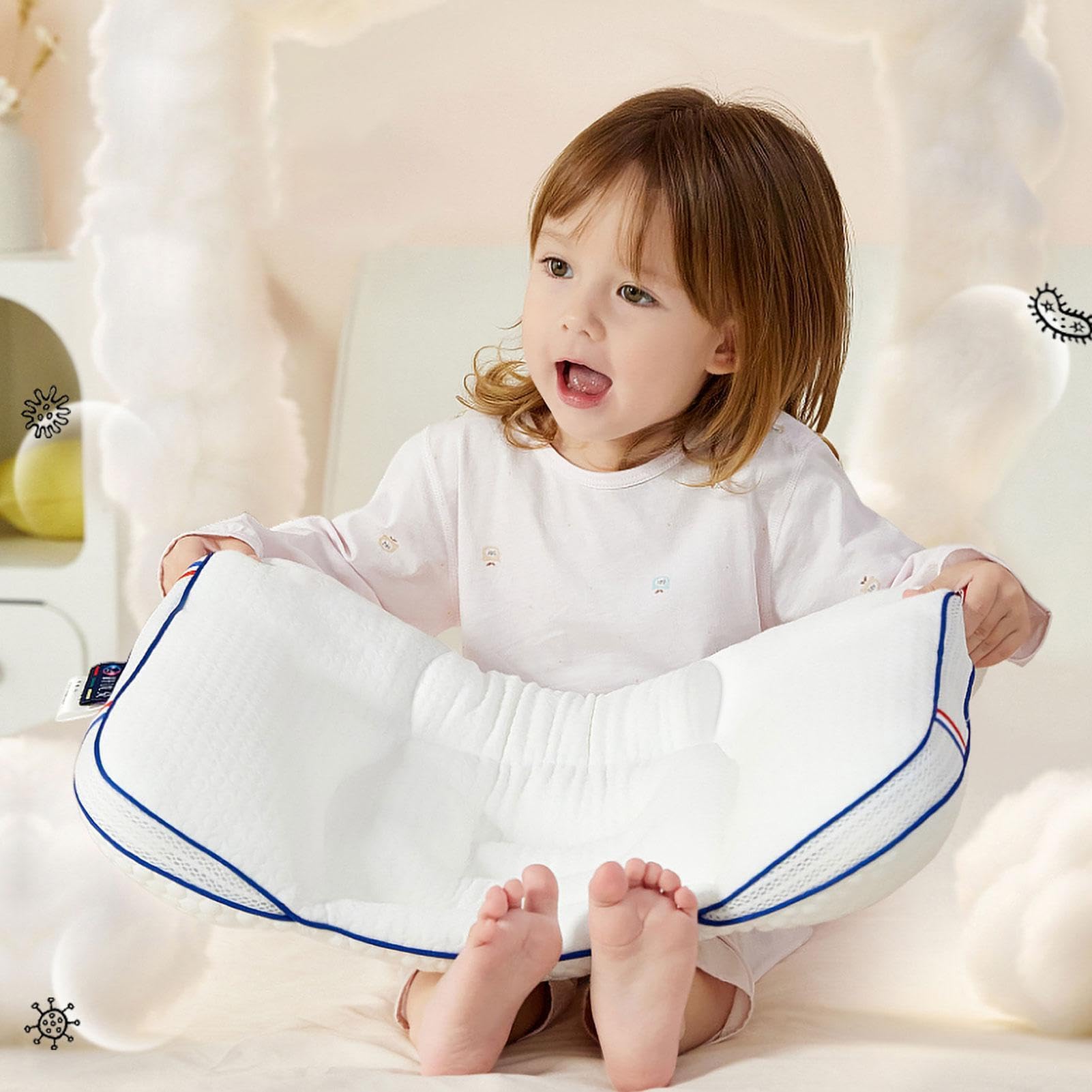 Cojín de cabeza para niños pequeños, y transpirable de algodón