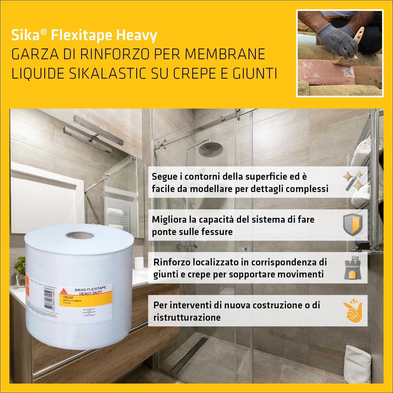 SIKA - Garza di rinforzo pesante - SikaFlexitape Heavy - 15cm x 50m