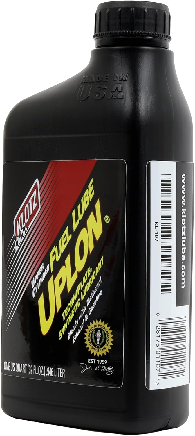 Klotz UpLon Upper Cylinder Alcohol & Gas Fuel Lube Treatment | TechniPlate Synthetic Lubricant for 4-Stroke Engines - KL-107, 1 Quart Bottle