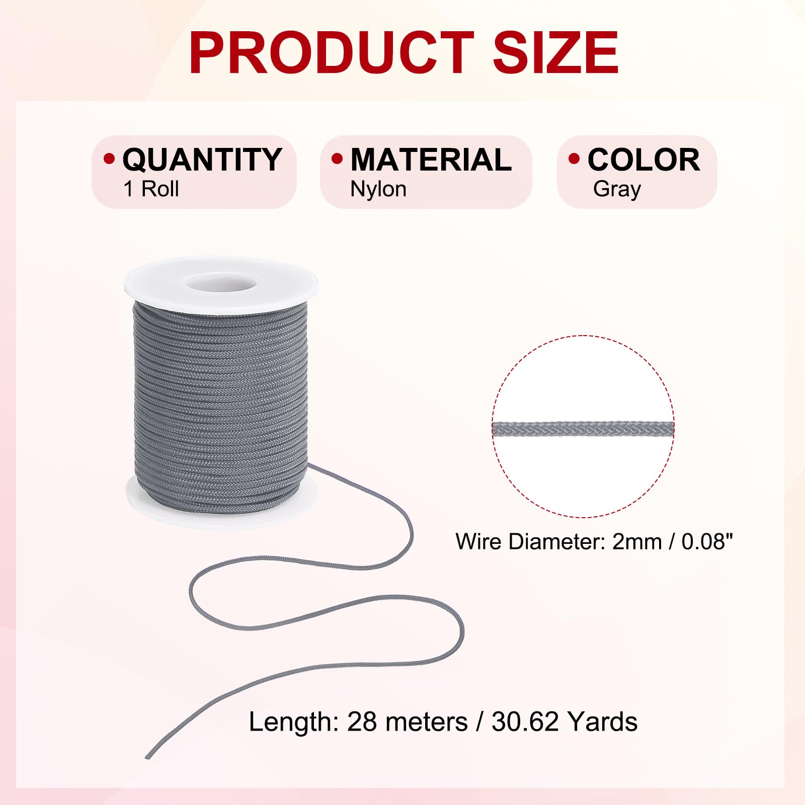 PATIKIL Nylon Cord 0.08 inch x 30 Yards - Image 2