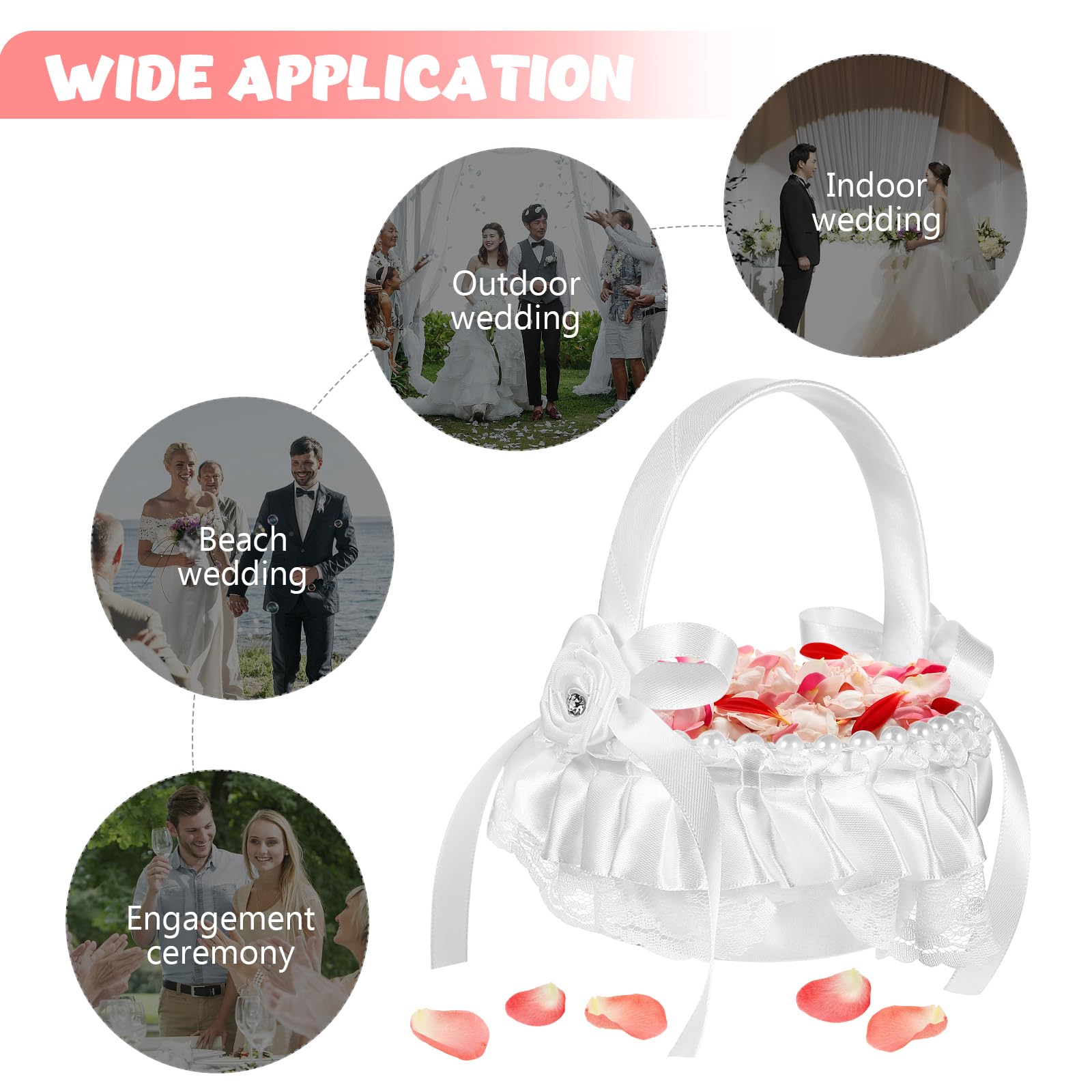 Lot de 4 corbeilles à fleurs pour mariage, mariage, cérémonie, fête