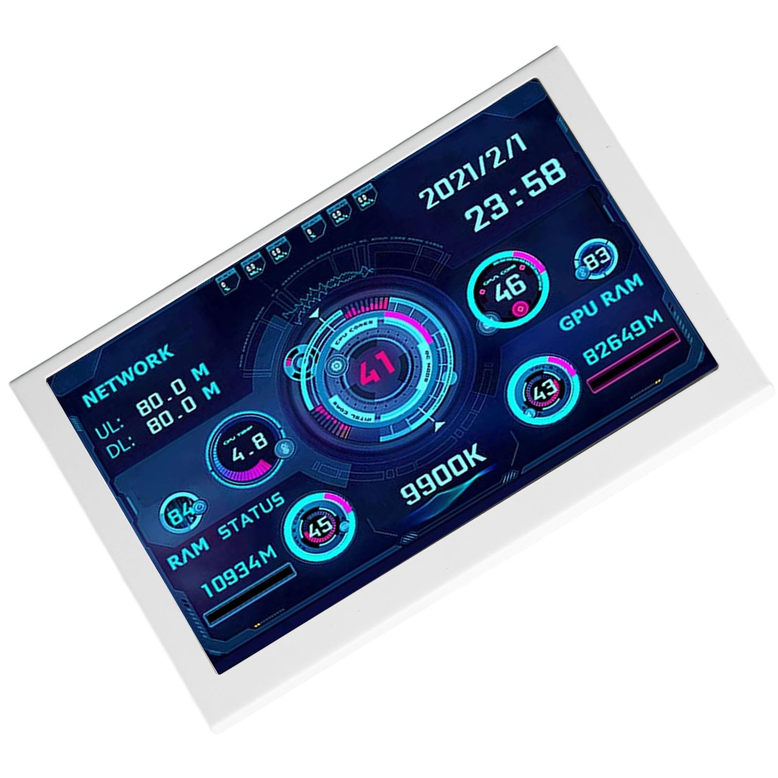 Yctze 5in IPS USB-Bildschirm für die Echtzeit-CPU-GPU-Überwachung-Anpassbare PC-Temperaturanzeige mit 360-Grad-Rotation