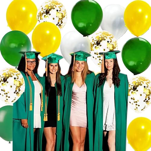 Miniatura 2 de Decoraciones de fiesta de graduación verde amarillo 2025/decoraciones de graduación verdes/globos amarillos verdes dorados de 20 piezas para