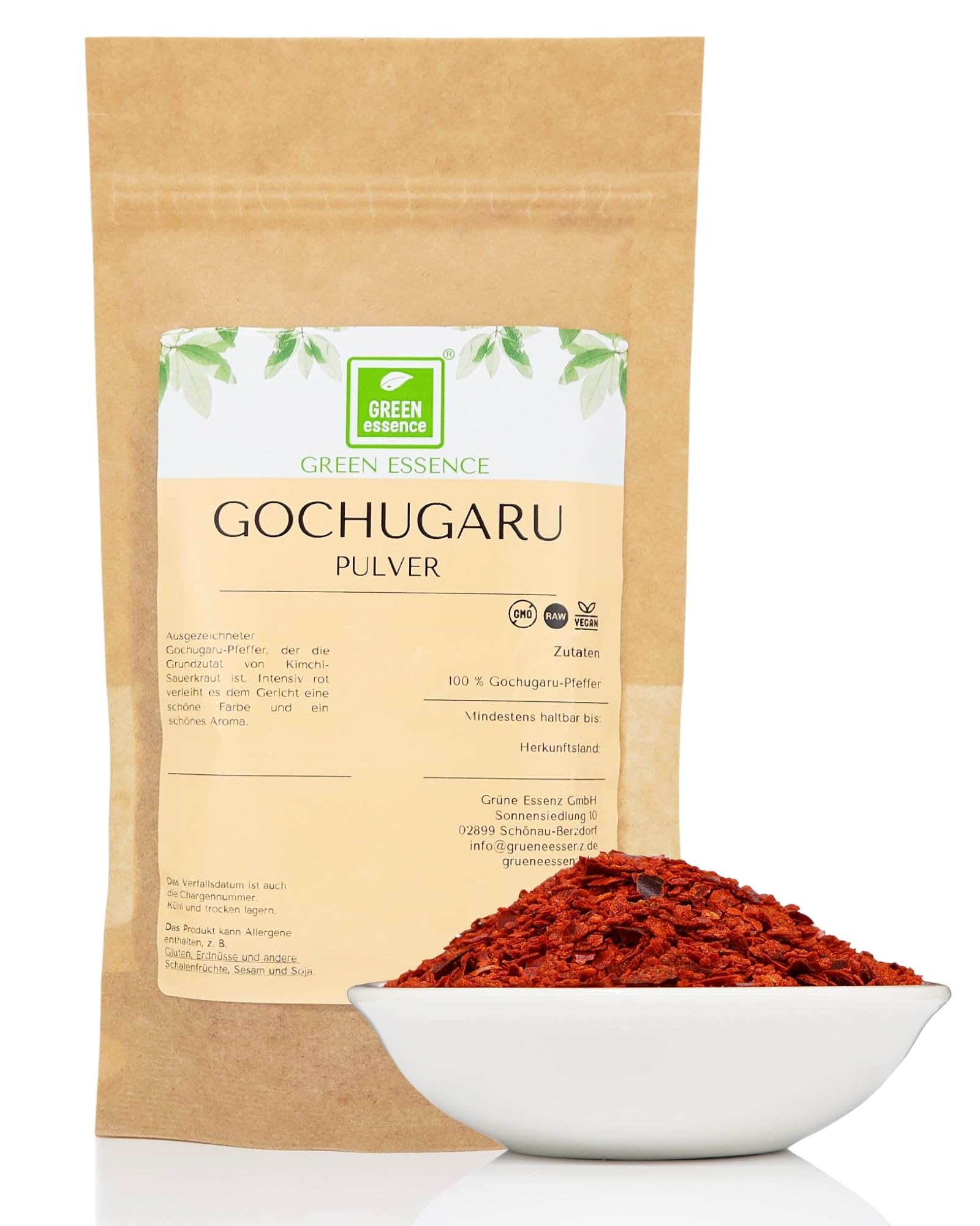 Gochugaru Poudre 500 g de Green Essence – Épices pour Kimchi – Flocons de piment Gochugaru – Flocons de piment Gochugaru (500 g)
