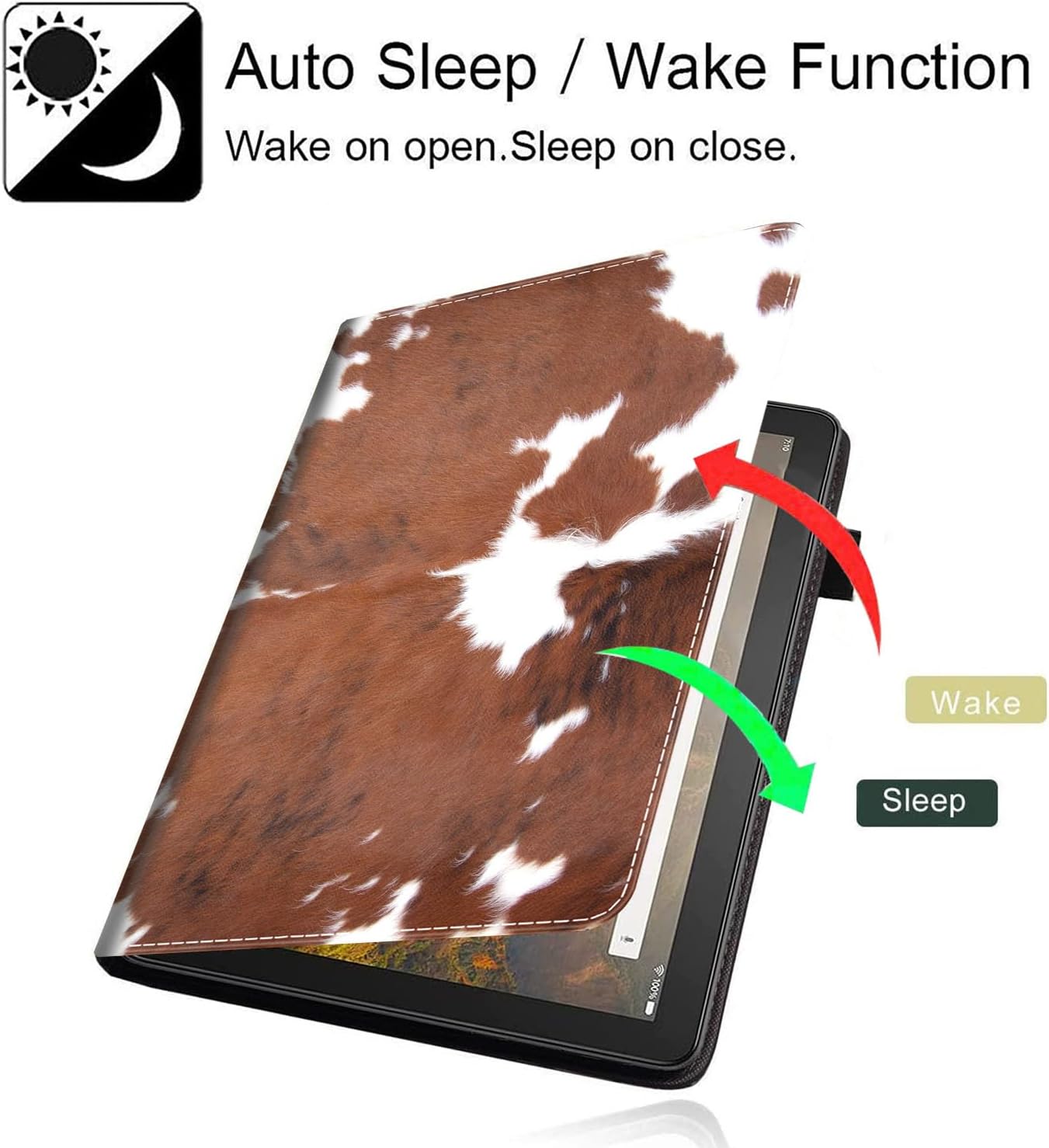 Case for All-New Amazon Fire Max 11 Tablet (13th Generation, 2023 Release), Multi-Angle Stand Smart Protective Cover with Auto Wake/Sleep, Cowhide Farm Animal Skin Leopard Brown Cow
