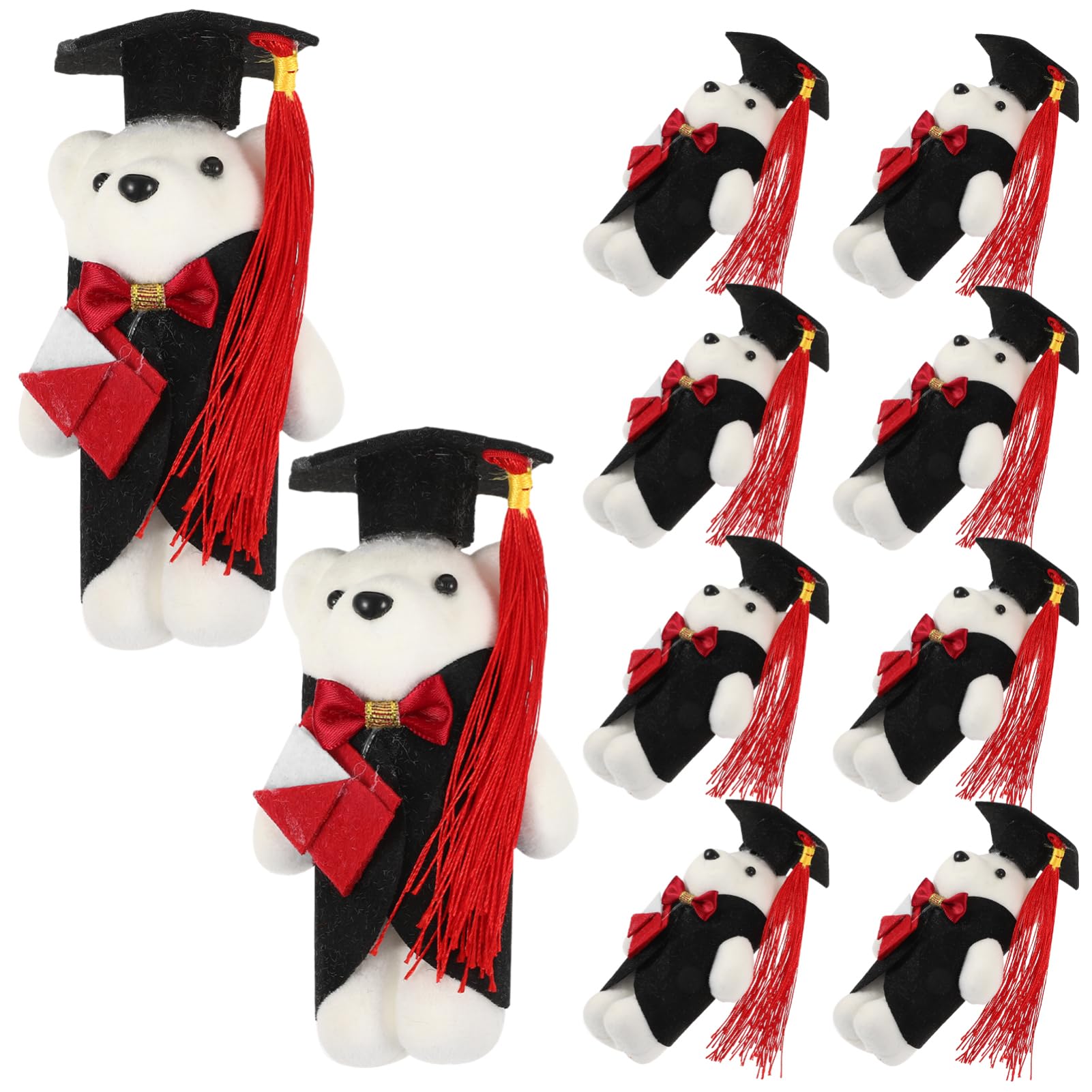 Gatuida Mini Graduation Bears: 10pcs Adorable Graduations Stuffed Animal Dolls Flower Bouquet Decorations Grad Ceremony Decor Graduation Gifts for Her/Him