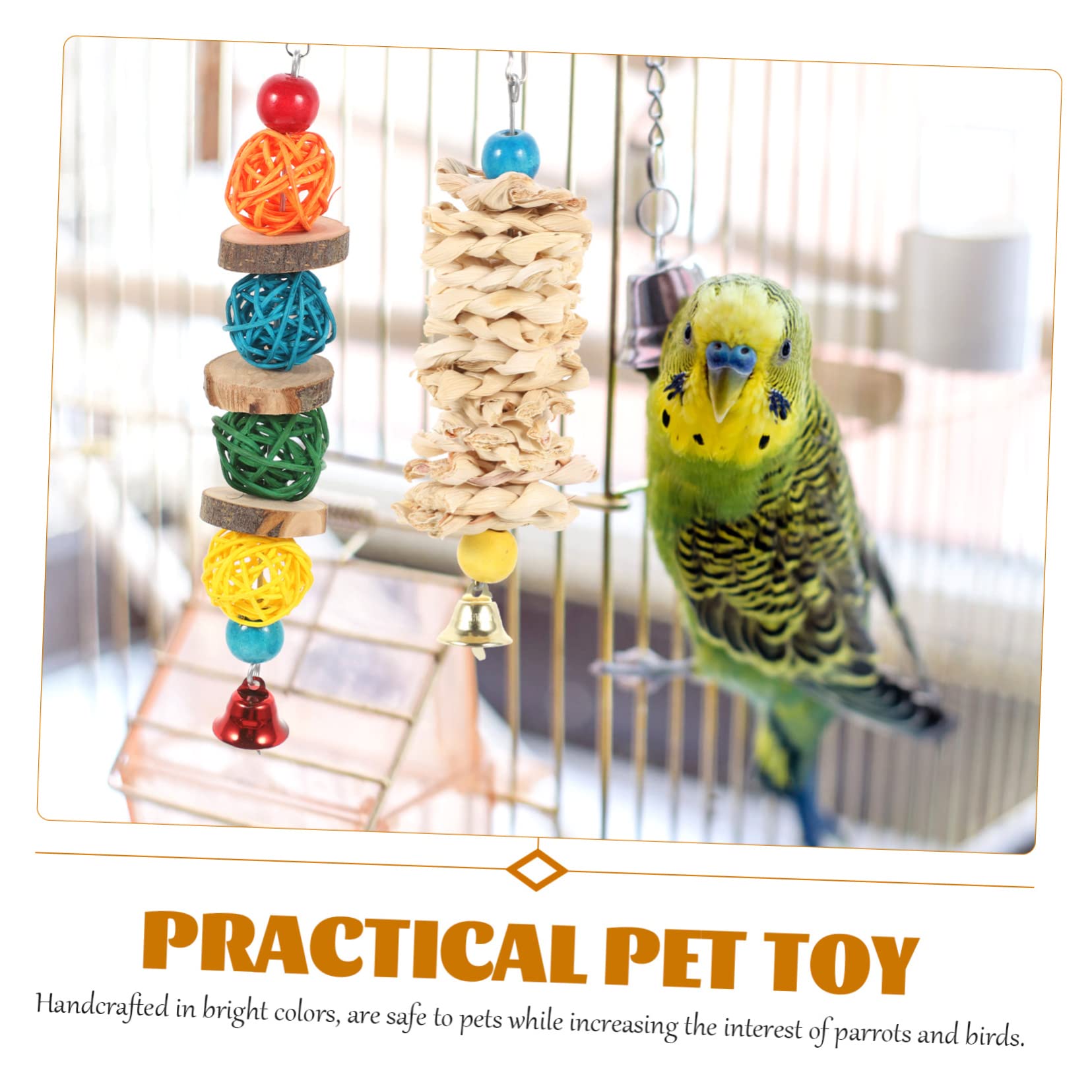 WOONEKY Vogelspielzeug Set Aus Apfelholz Für Papageien Und Wellensittiche Teiliges Kauspielzeug Mit Bunten Perchen Und Haken Für Vogelkäfige Fördert Das Kauen Aktivität