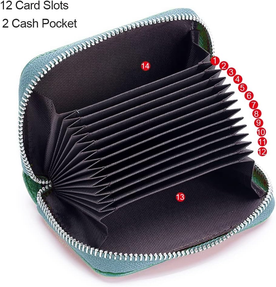 EASTNIGHTS RFID Credit Card Holder Genuine Leather Credit Card Wallet with Zipper | RFID